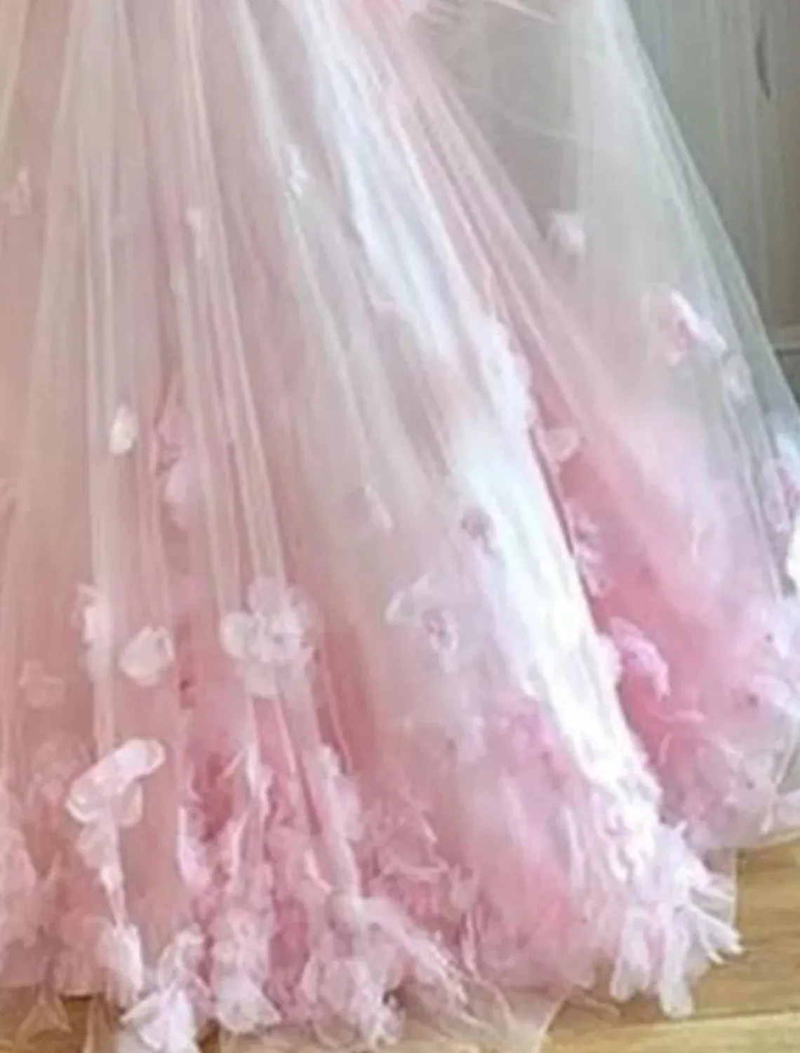 A-Line Prom Dresses Floral Dress Performance Floor Length Sleeveless Spaghetti Strap Tulle with Pleats Appliques