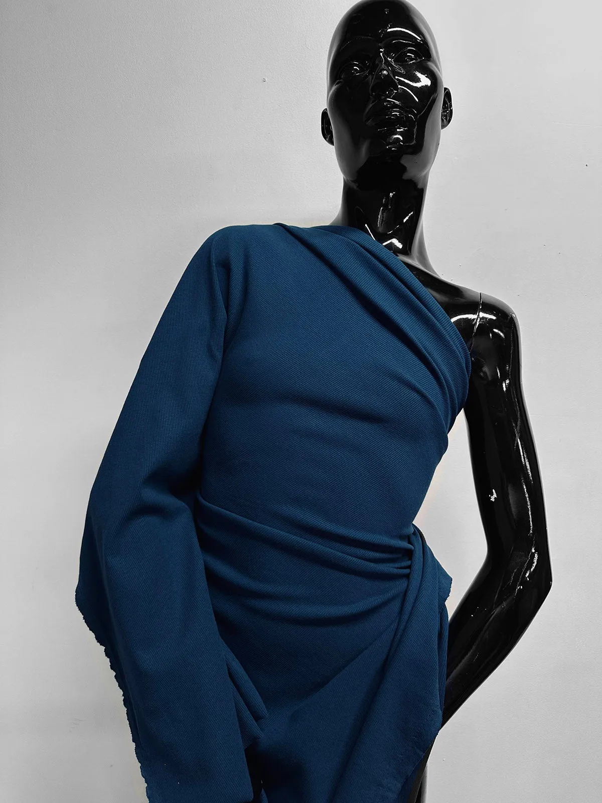 Dark Teal Sweatshirt Fleece and Ribbed Jersey