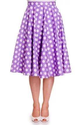 Hell Bunny 50's Lavender Color Polka Dot Mariam Circle Swing Skirt