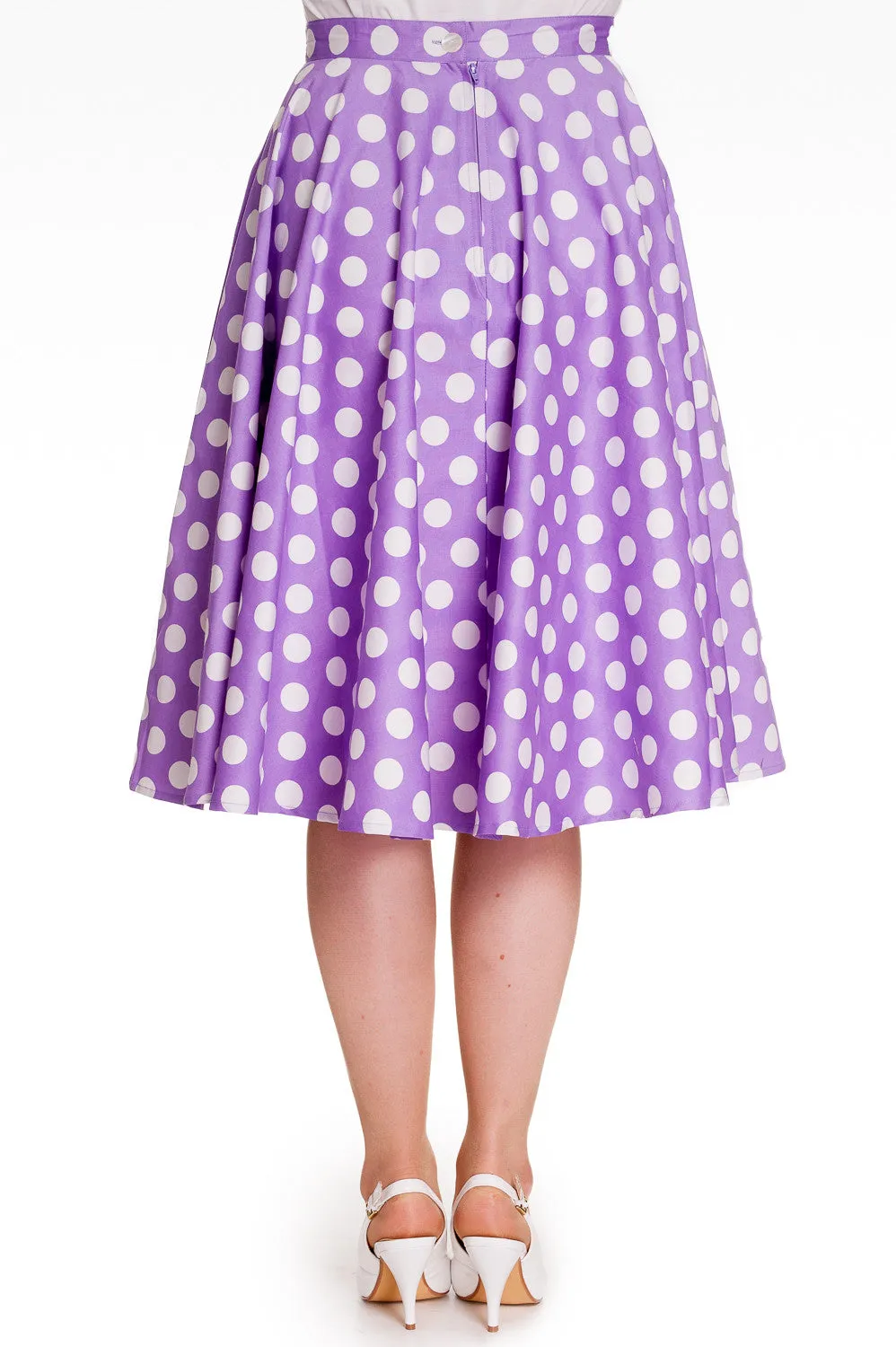 Hell Bunny 50's Lavender Color Polka Dot Mariam Circle Swing Skirt