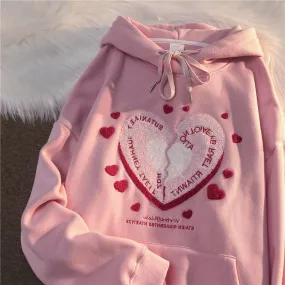 Kawaii Heart Print Hoodies