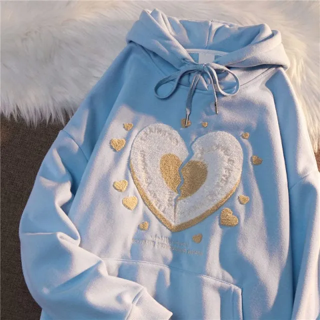 Kawaii Heart Print Hoodies