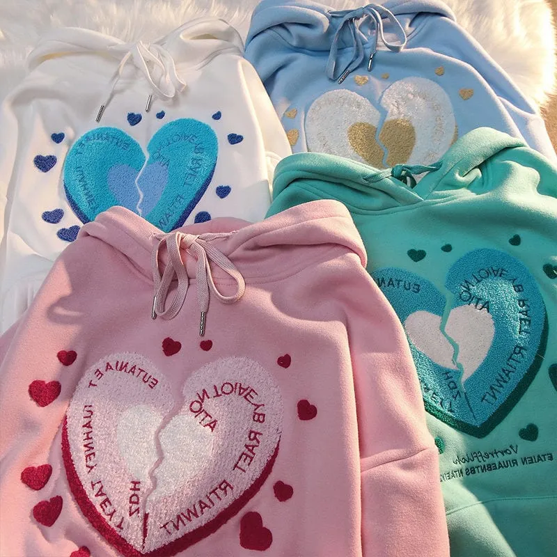 Kawaii Heart Print Hoodies