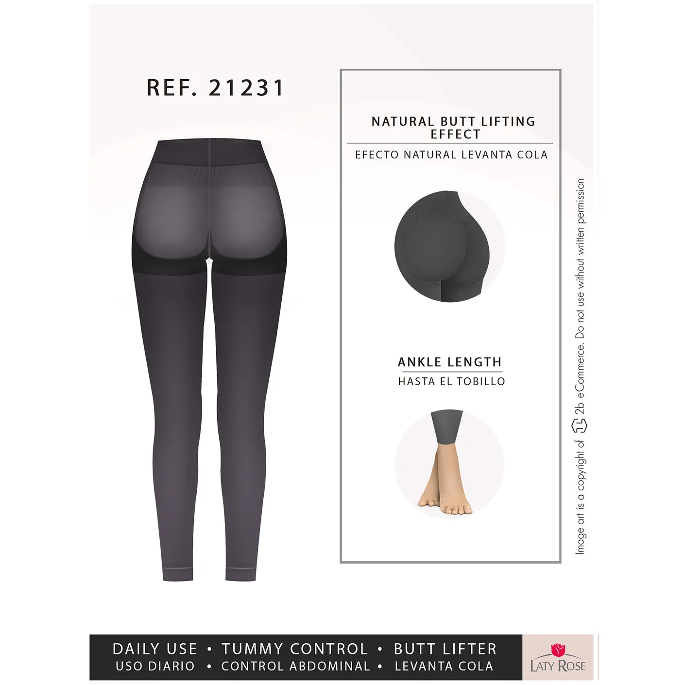 LT.Rose 21231 | Tummy Control Butt Lifter Seamless Mid Rise Leggings