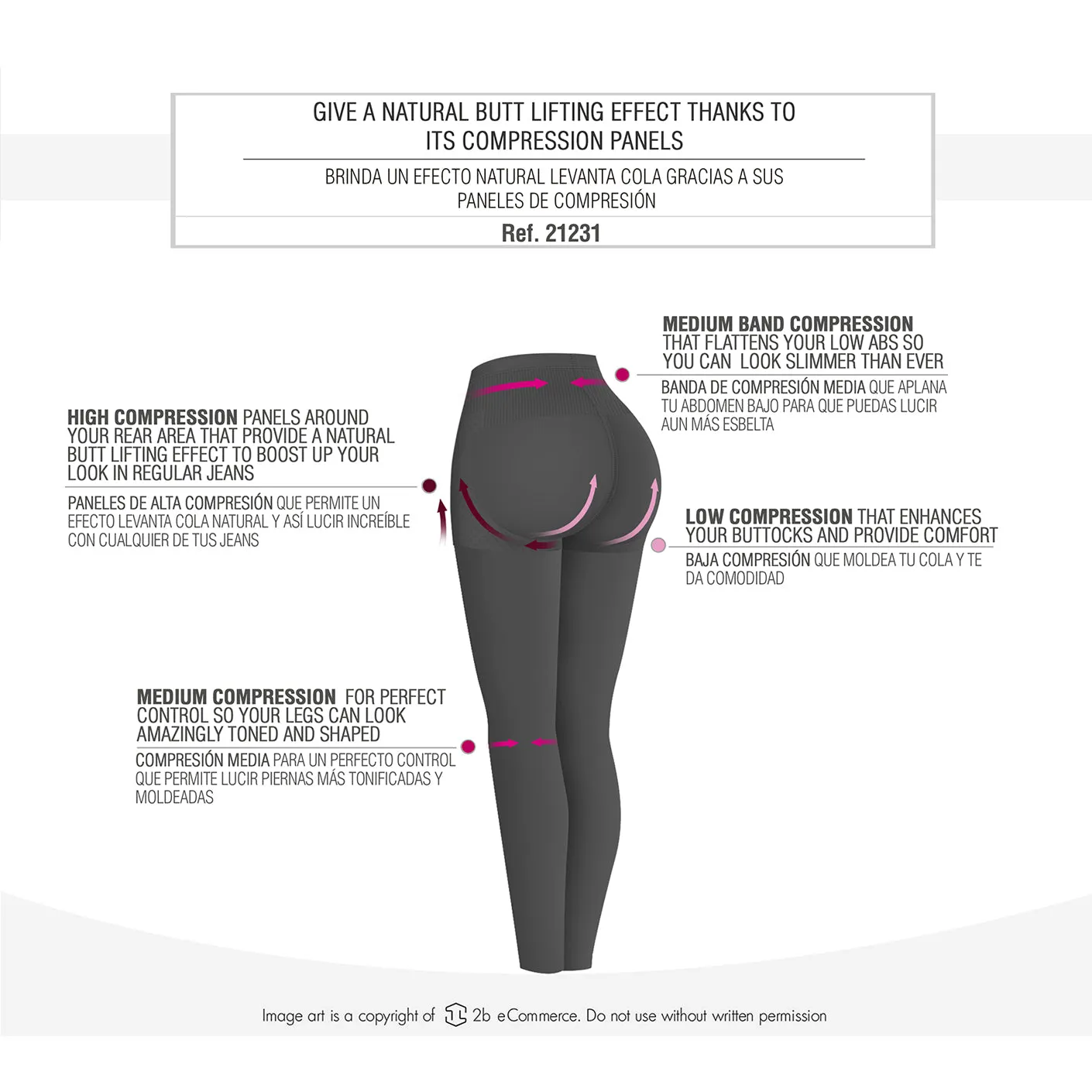 LT.Rose 21231 | Tummy Control Butt Lifter Seamless Mid Rise Leggings