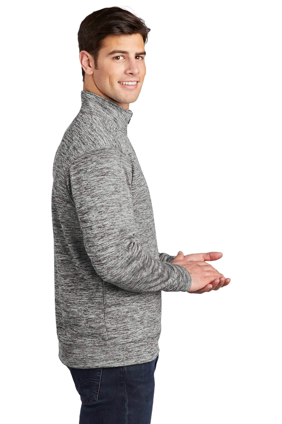 Sport-Tek PosiCharge Electric Heather Fleece Custom 1/4-Zip Pullovers, Black Electric