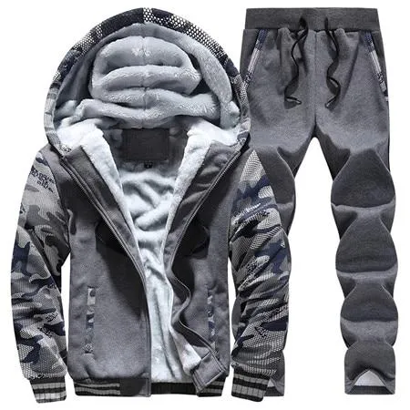 Winter Mens Warm Set Fleece Track suits for Men Tracksuit Brand Thicken Clothing Sudaderas Hombre Mens Suits Male Clothing D62