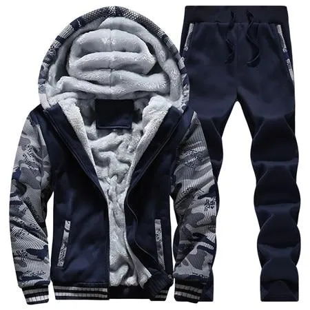 Winter Mens Warm Set Fleece Track suits for Men Tracksuit Brand Thicken Clothing Sudaderas Hombre Mens Suits Male Clothing D62